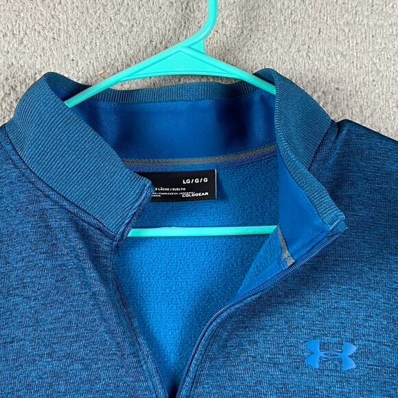 Under Armour Coldgear 1/4 Zip Pullover Sweater Men's Large Blue - Picture 3 of 10